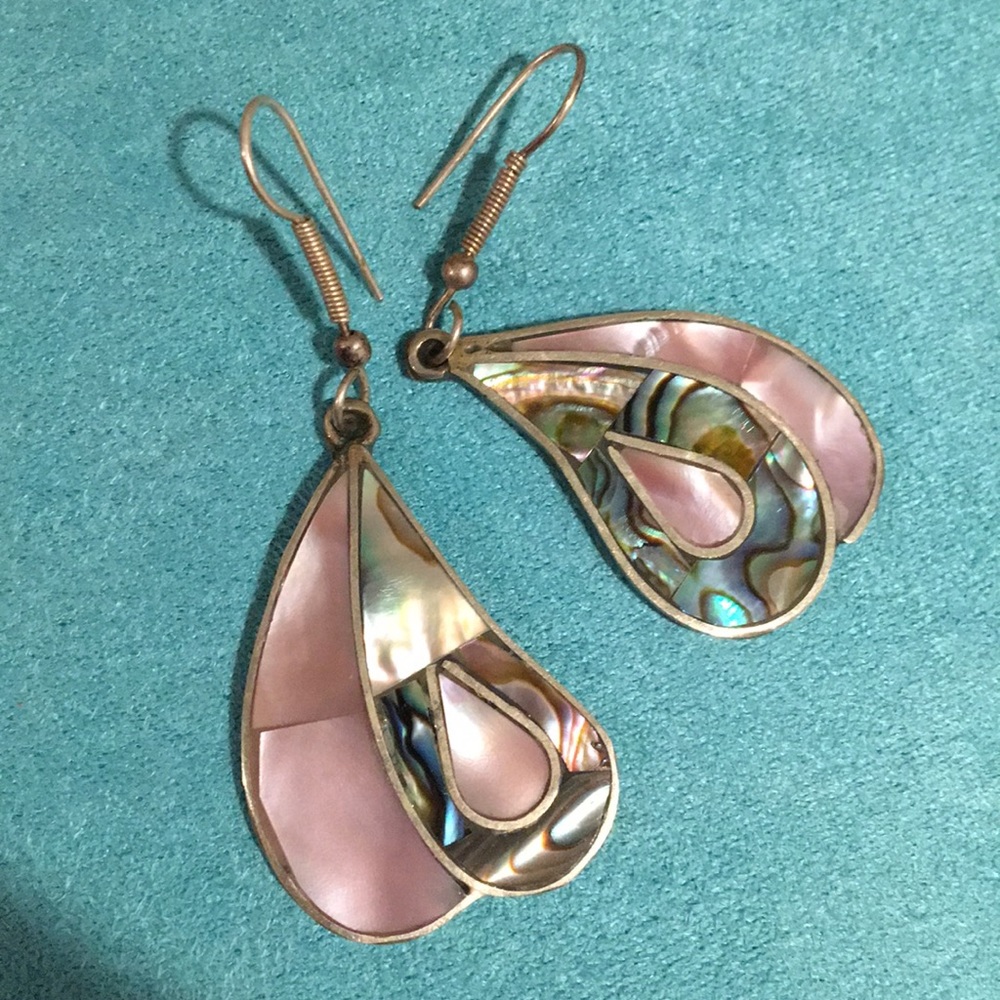 Vintage , Taxco  Abalone Sterling  Silver earrings